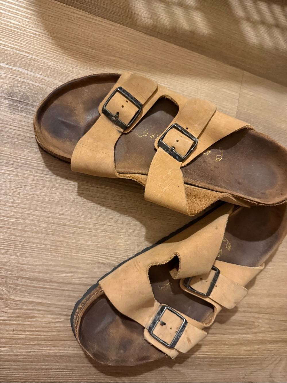 Birkenstock Tan Suede Two-Strap Sandals